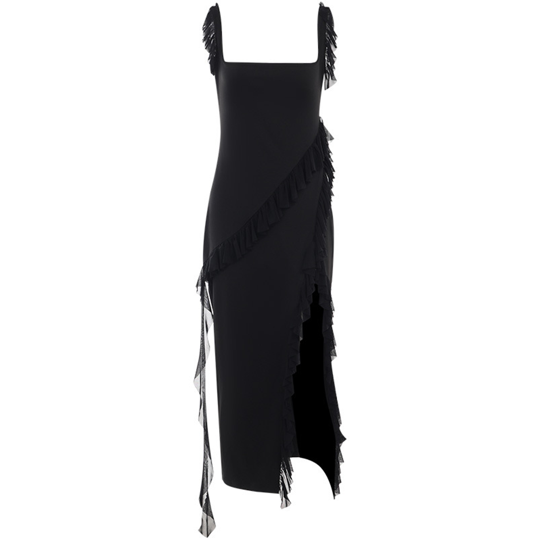 ROMINA - Lange jurk met strepen en split
