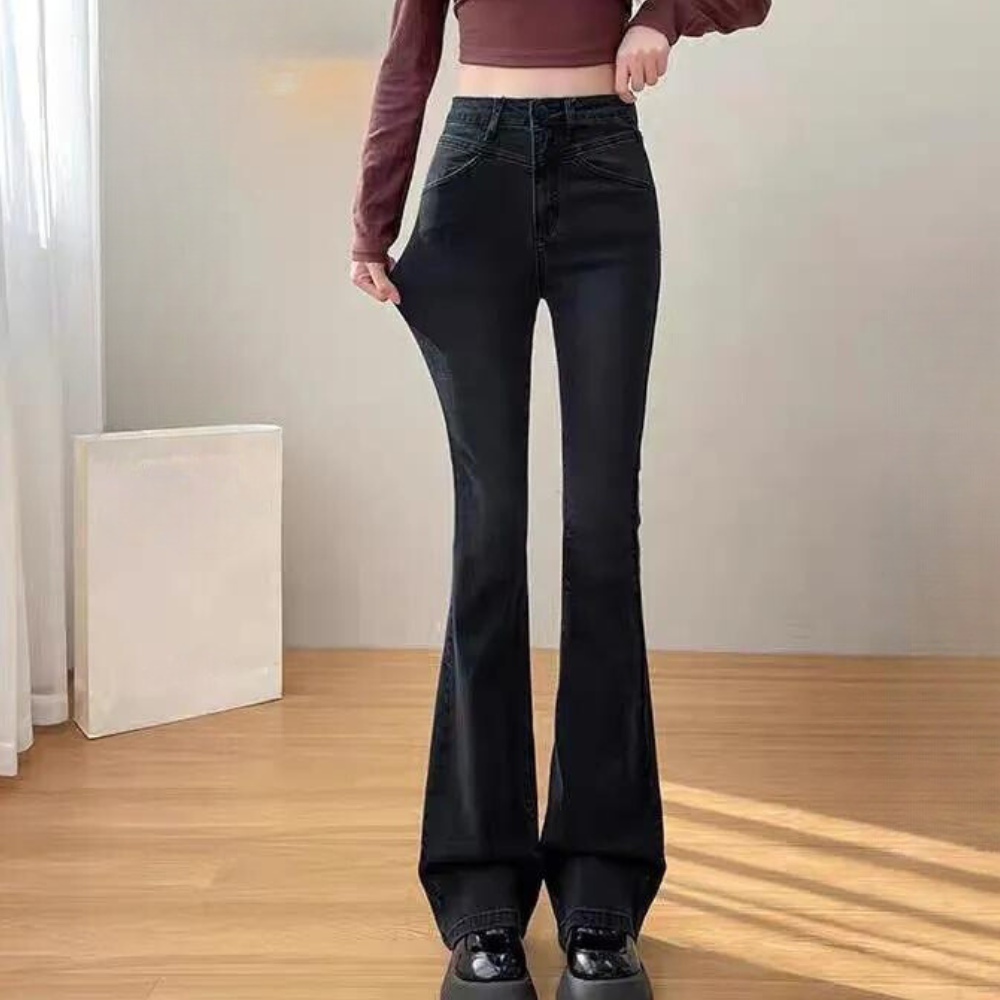 MAAN - Zwart uitlopende broeken voor dames