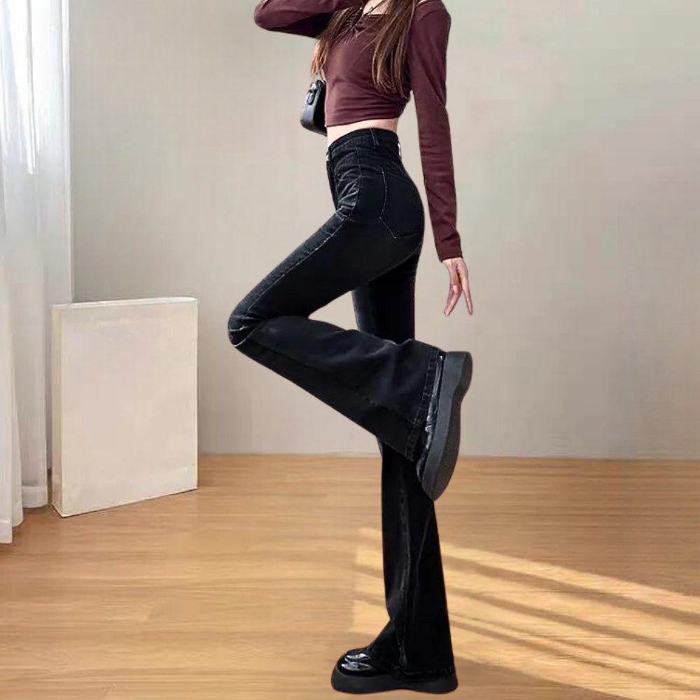 MAAN - Zwart uitlopende broeken voor dames
