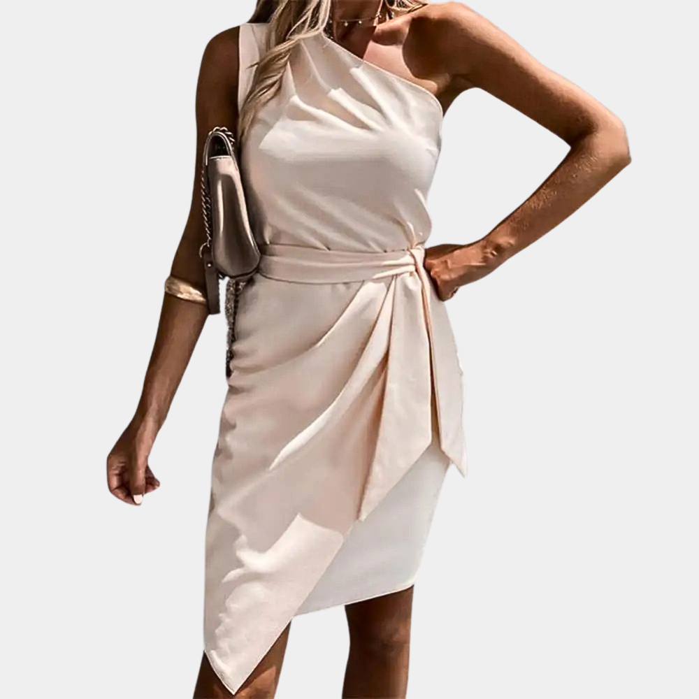 Verona - One-shoulder jurk voor dames met tailleband