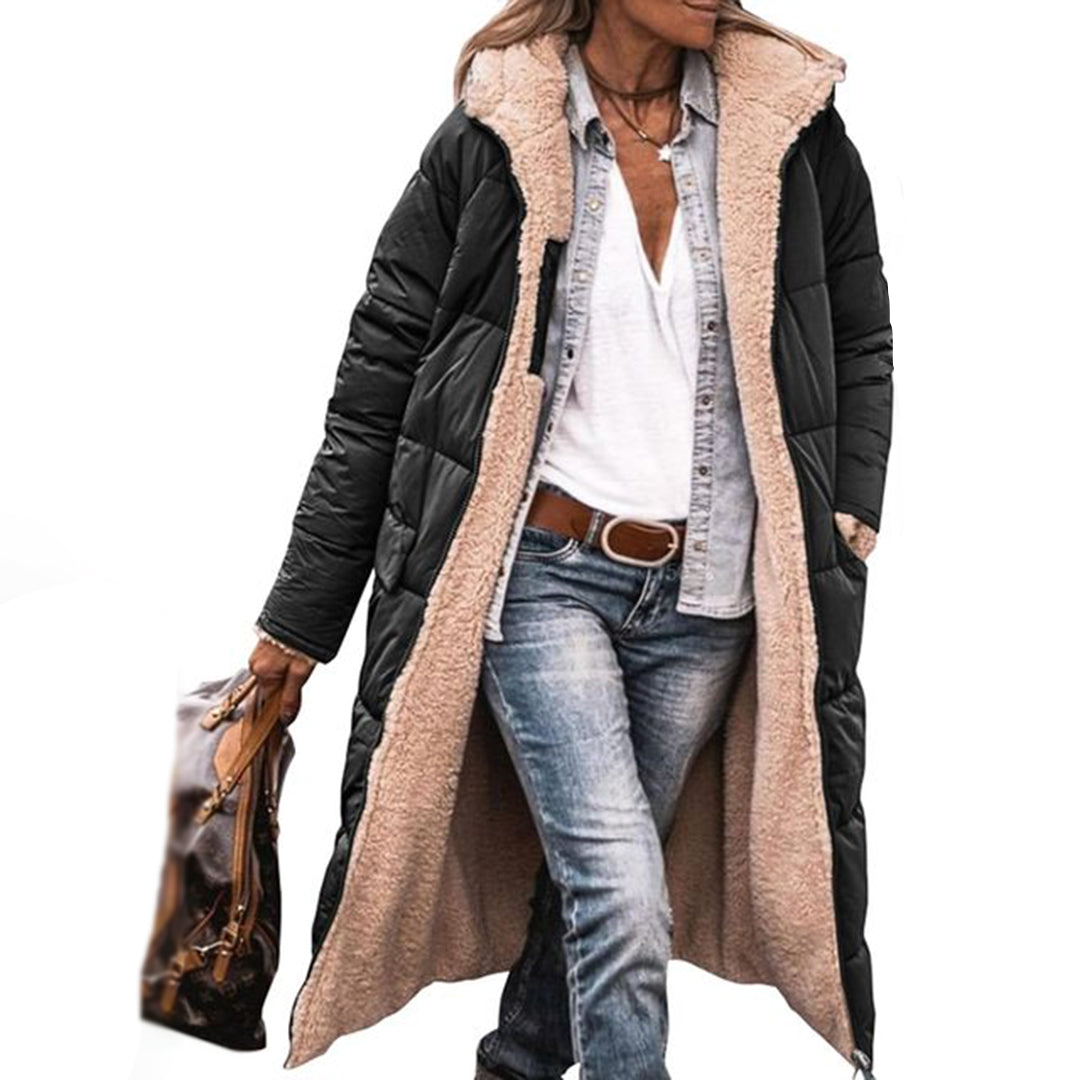 Notenhout - Lange jas voor vrouwen voor de winter