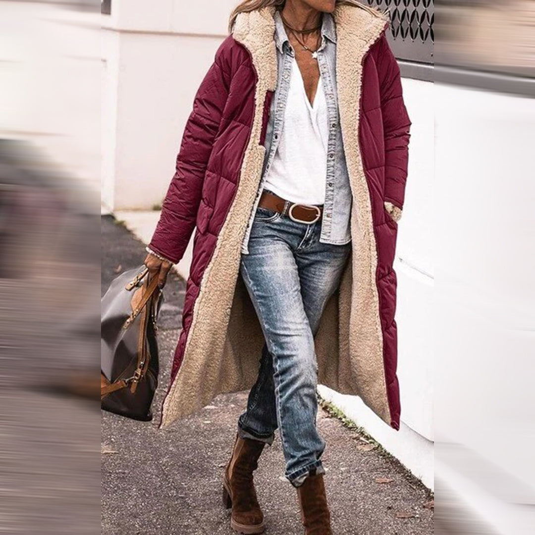Notenhout - Lange jas voor vrouwen voor de winter