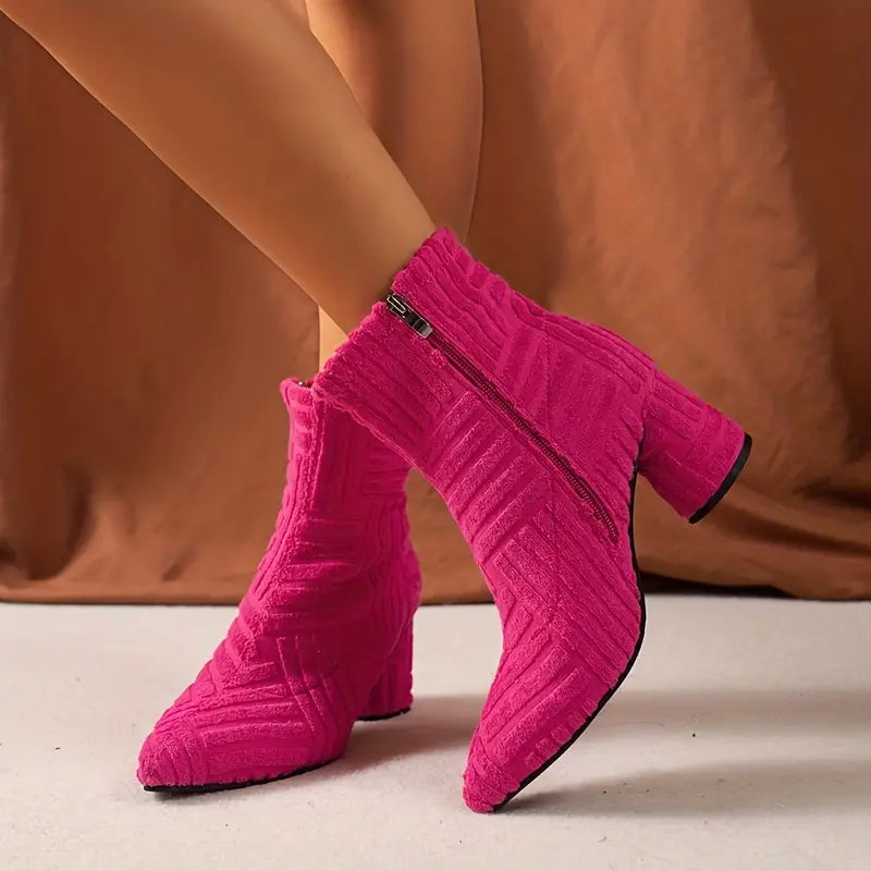 LISA - Vrouwen laarzen met dikke hak in effen kleur